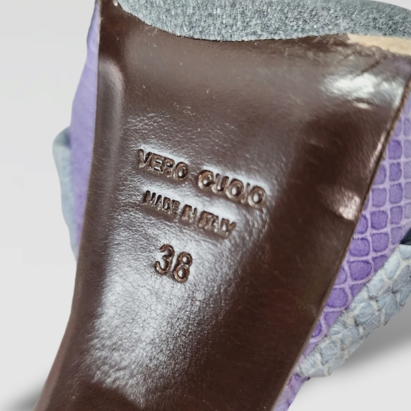 Just Cavalli Vintage Leather Snakeskin Platform Pastel Color Sandals - Picture 8 of 8